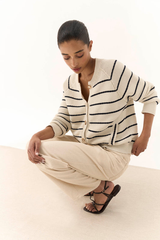 Cardigan SILAS Rayas Azul - BIMANI