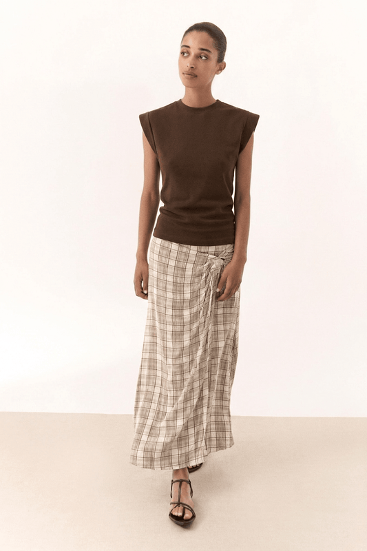 Falda BELLARIA Cuadros Camel - BIMANI