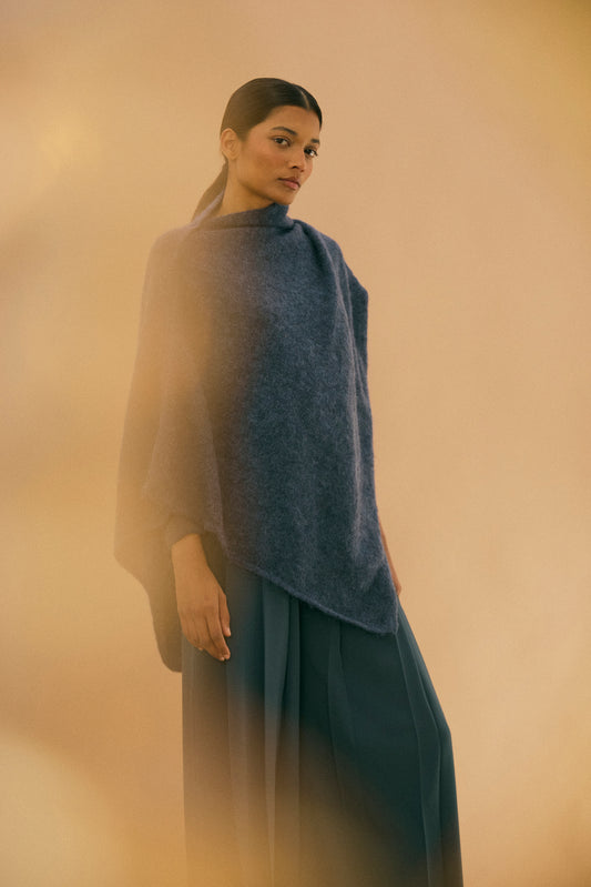 Poncho MOHAIR & ALPACA Azul