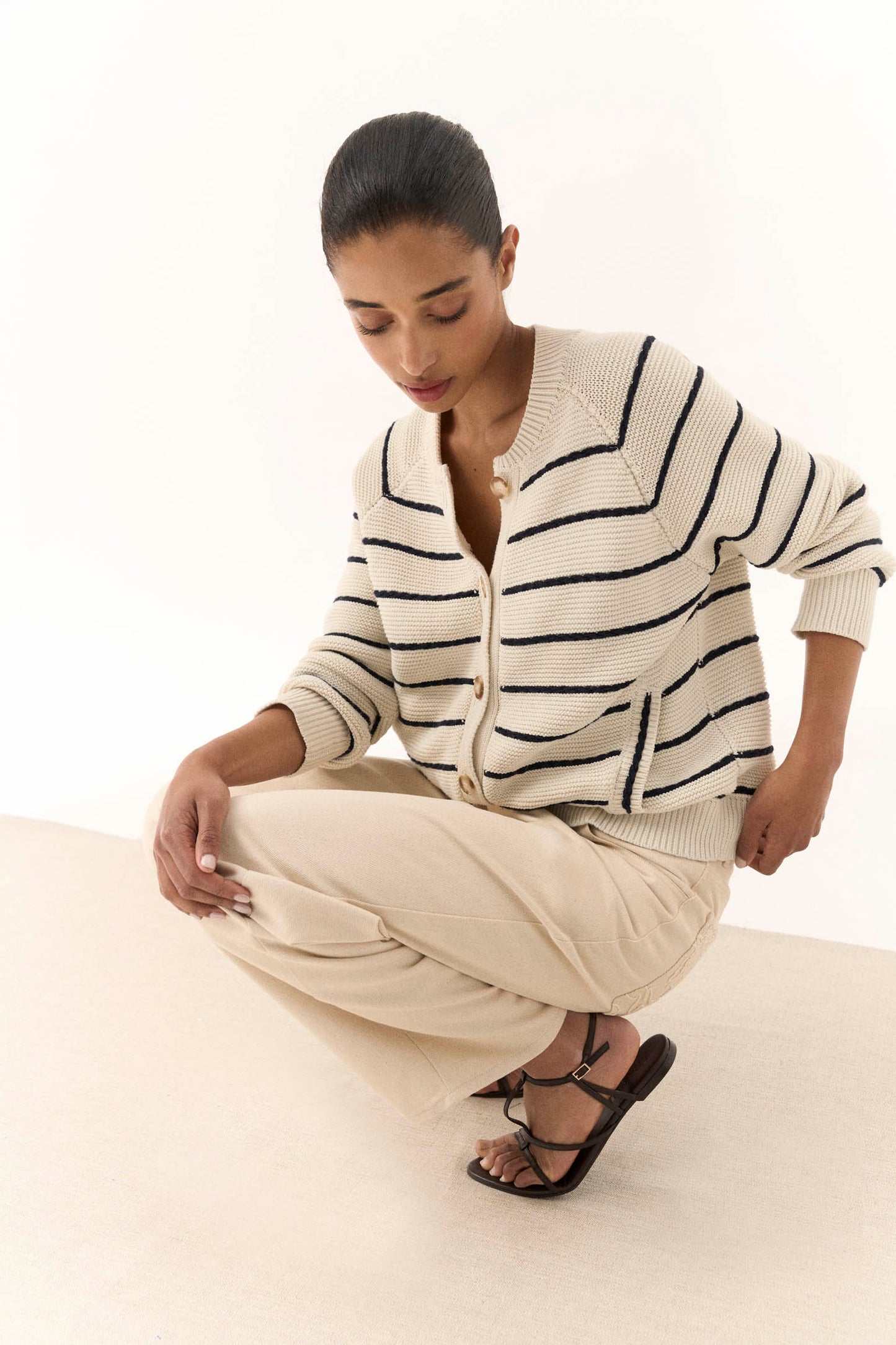 Cardigan SILAS Rayas Azul - BIMANI