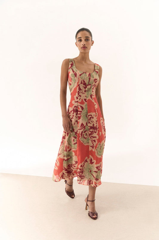 Vestido BLANCA Estampado Melocotón - BIMANI
