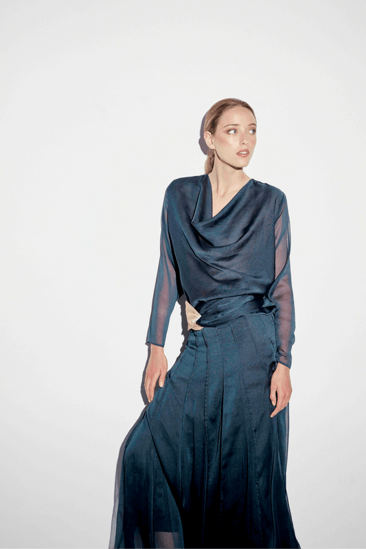 Blusa HELIANE Azul Petróleo - BIMANI