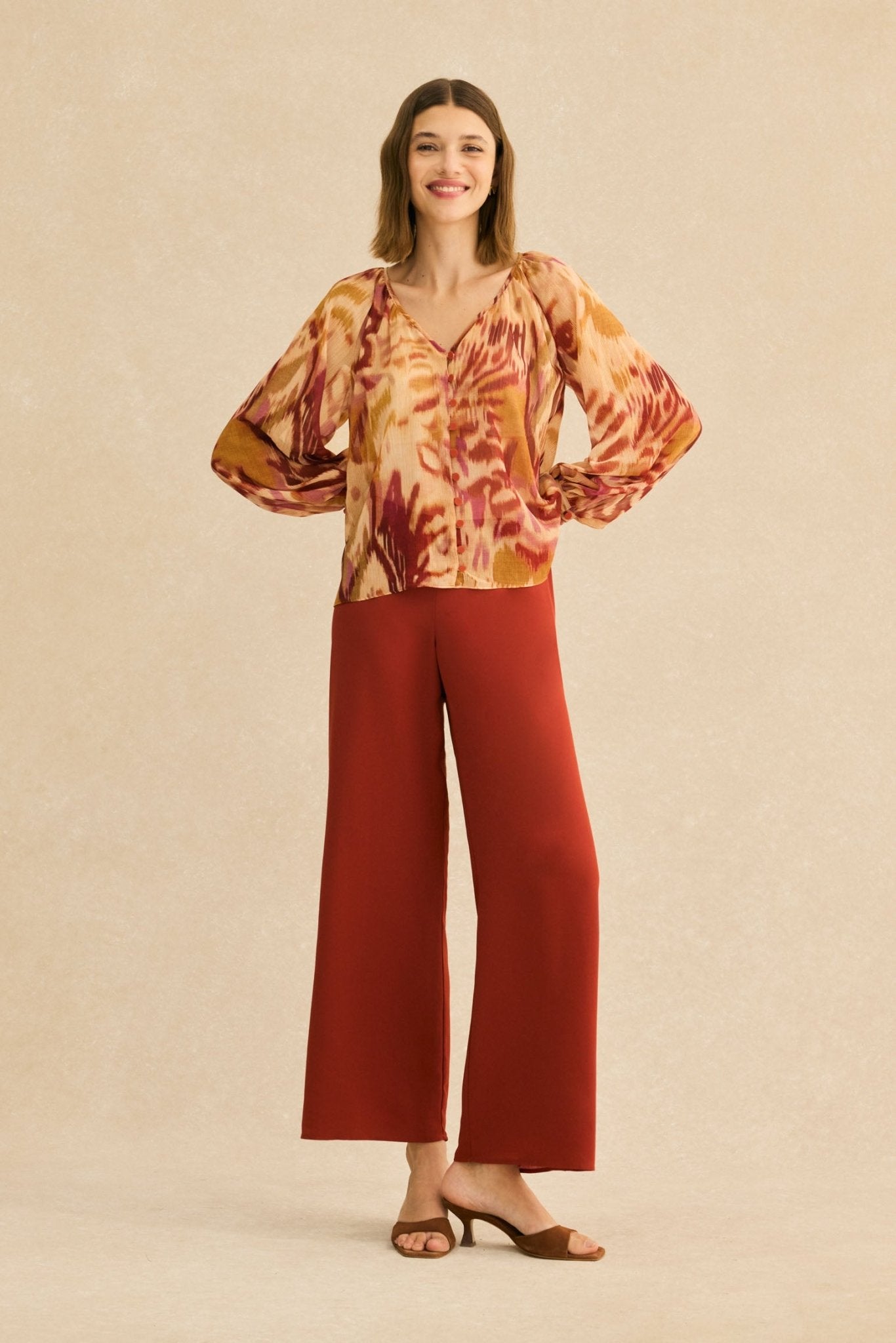 Blusa JONDAL Estampado Mostaza - BIMANI