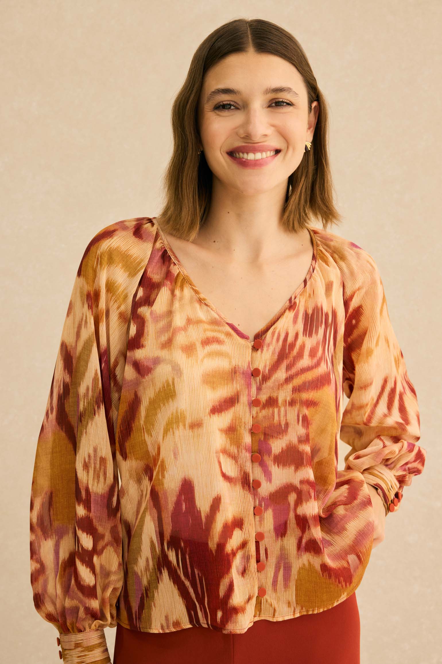 Blusa JONDAL Estampado Mostaza - BIMANI