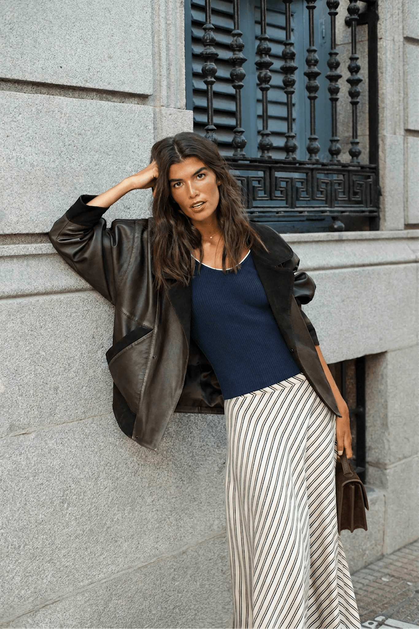 Falda AVEL Rayas Beige - BIMANI