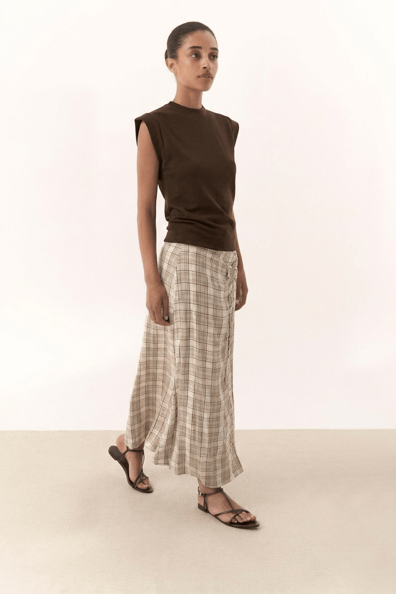Falda BELLARIA Cuadros Camel - BIMANI