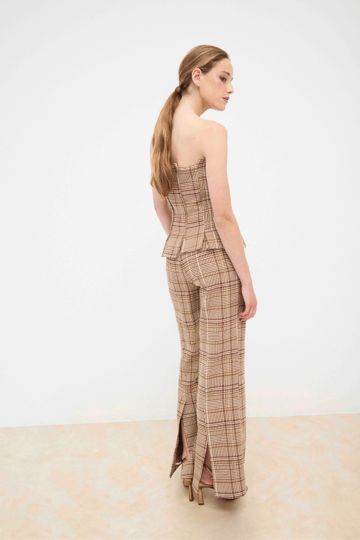 Pantalón YARA Cuadros Beige - BIMANI