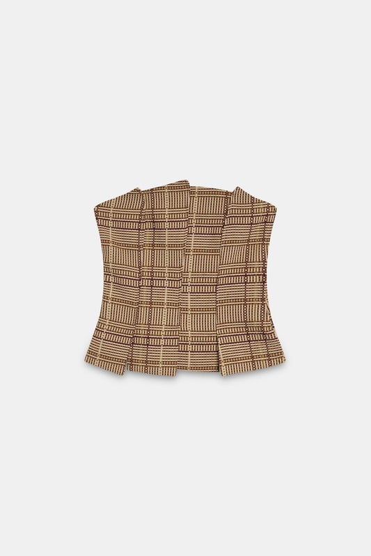 Top ANGIE Cuadros Beige - BIMANI