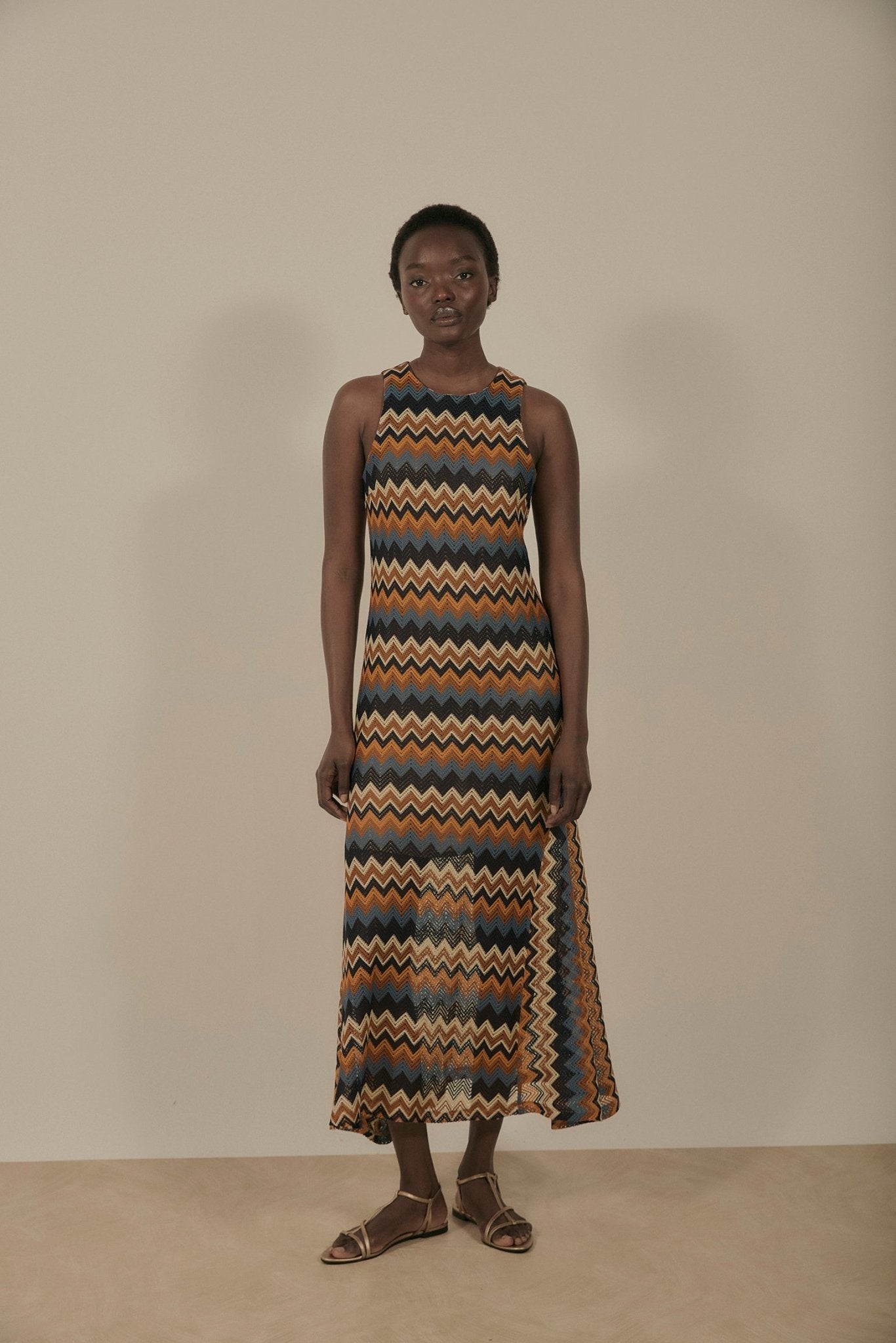 Vestido MIMOSE Rayas Teja - BIMANI